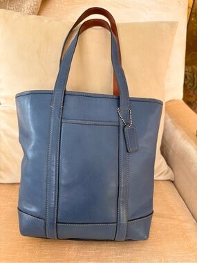 Vintage slate blue gallery tote coach bag